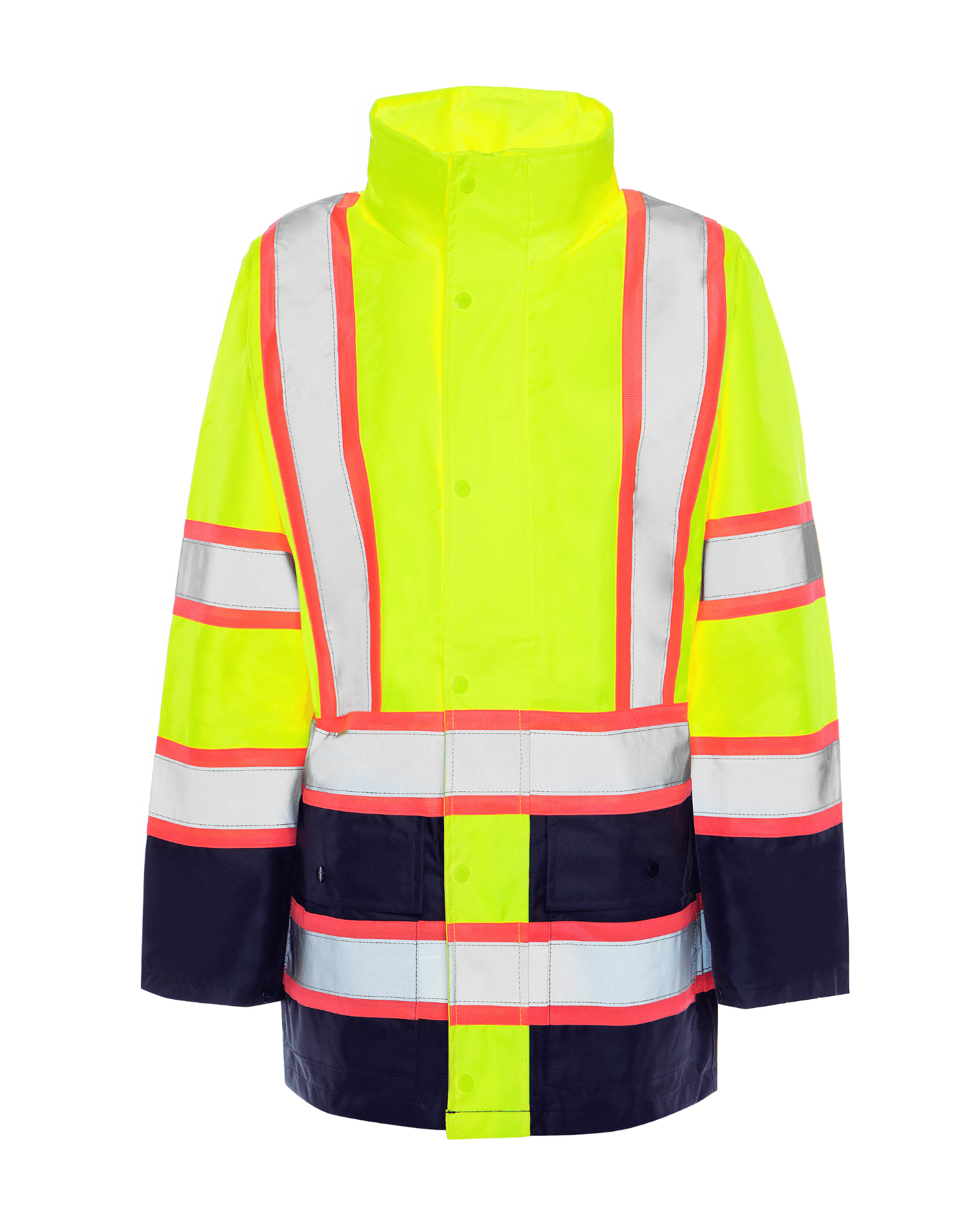 ANSI Class 2 High Visibility Women's pink trimmed reflective tape polyester shell with mesh lining rain jacket by Utility Pro