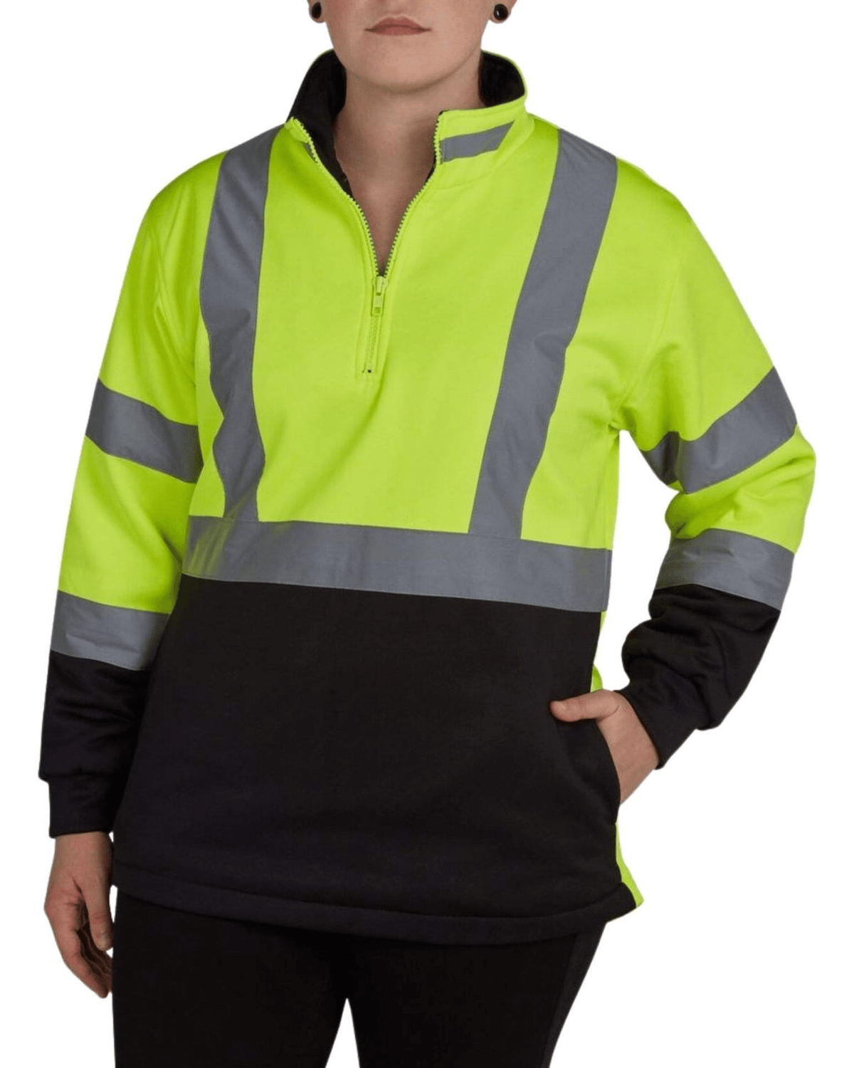 UHV667 HiVis Women&#39;s 1/4 Zip Soft Shell