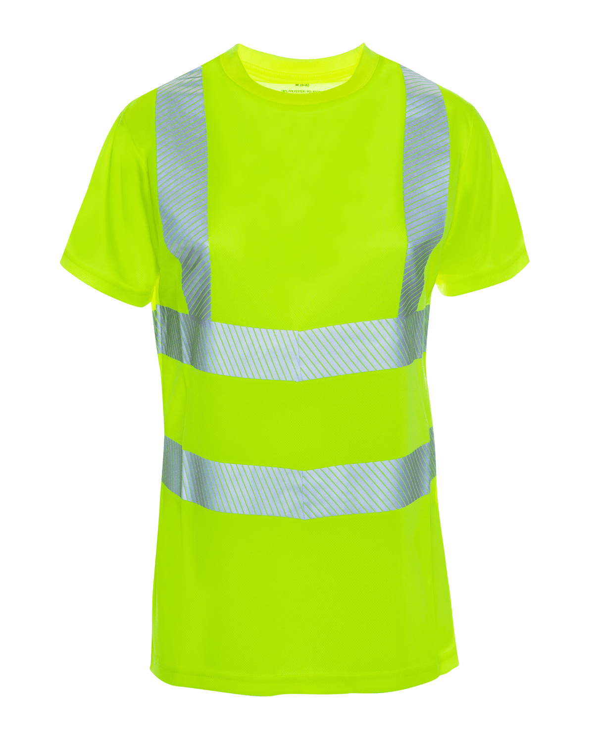 ANSI Type R Class 2 High Visibility Women&#39;s segmented reflective tape rib-knit crew neck polyester semi-fitted t-shirt by Utility Pro
