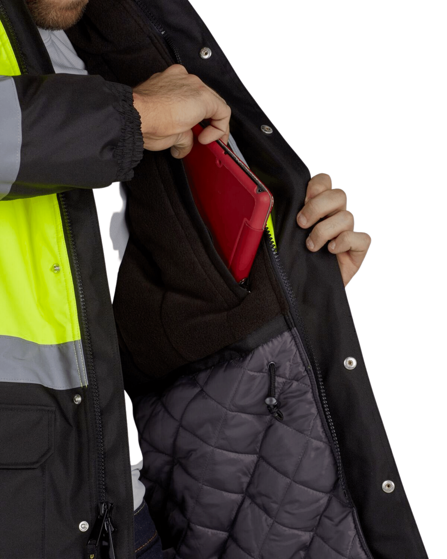 Utility Pro UHV1004 Hi Vis Safety Contractor Coat - Yellow/Grey Utility Pro UHV1004 Hi Vis Safety Contractor Coat - Yellow/Grey