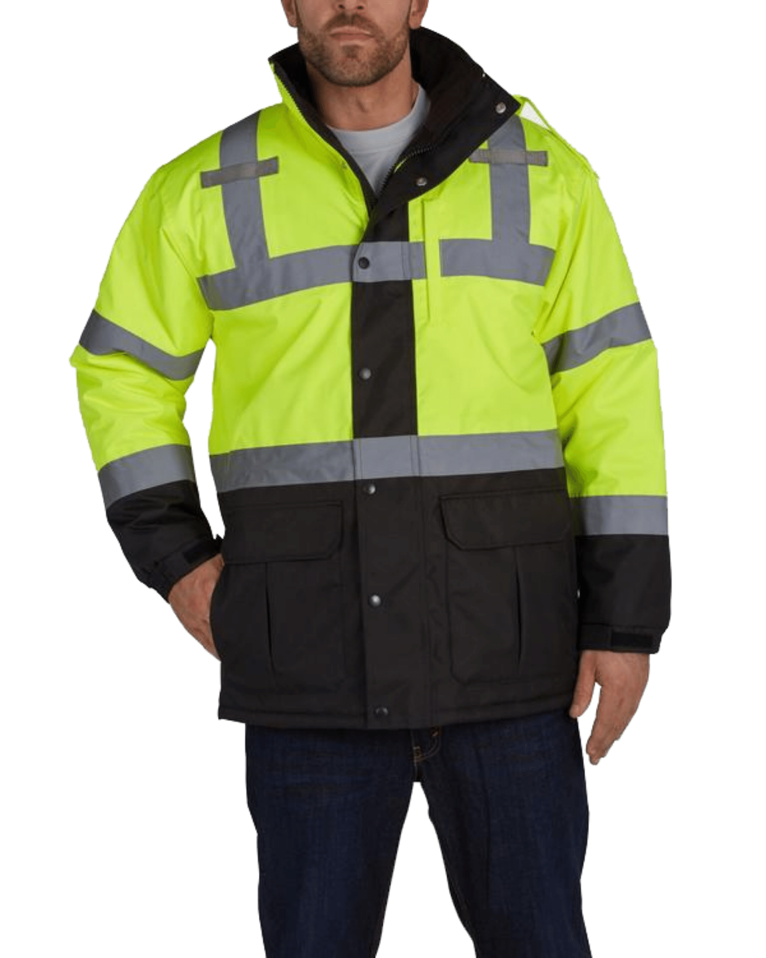 ANSI Class 3 High Visibility Contractor Jacket for men with Teflon Fabric Protector by Utility Pro