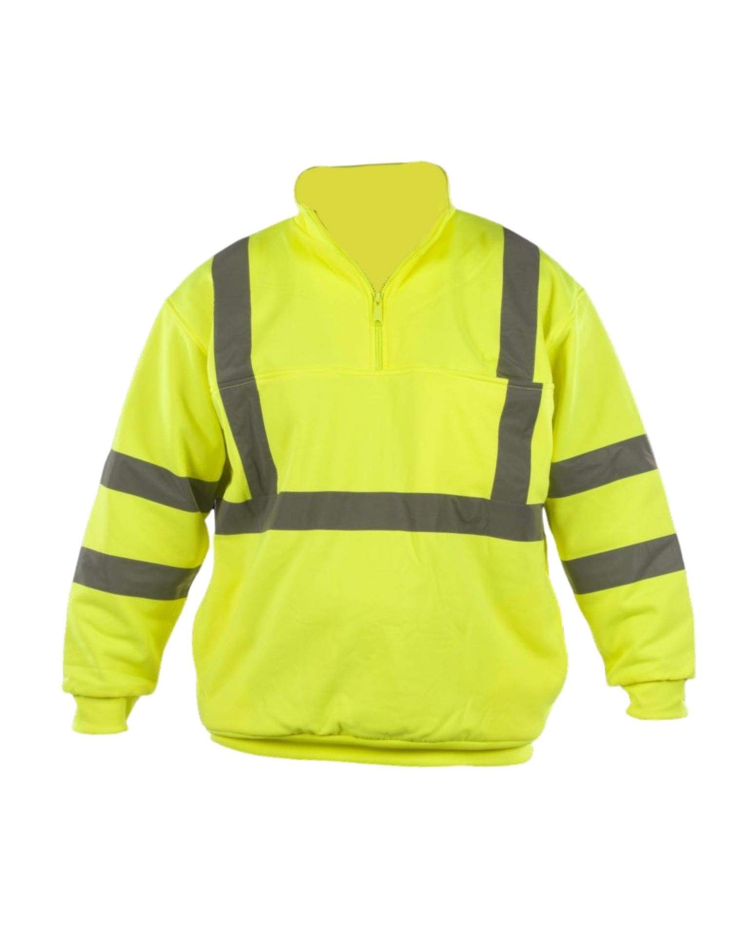 ANSI Class 3 High Visibility teflon fabric ribbed cuff and waistband 2 chest pockets 2 side pockets quarter zip sweatshirt by Utility Pro