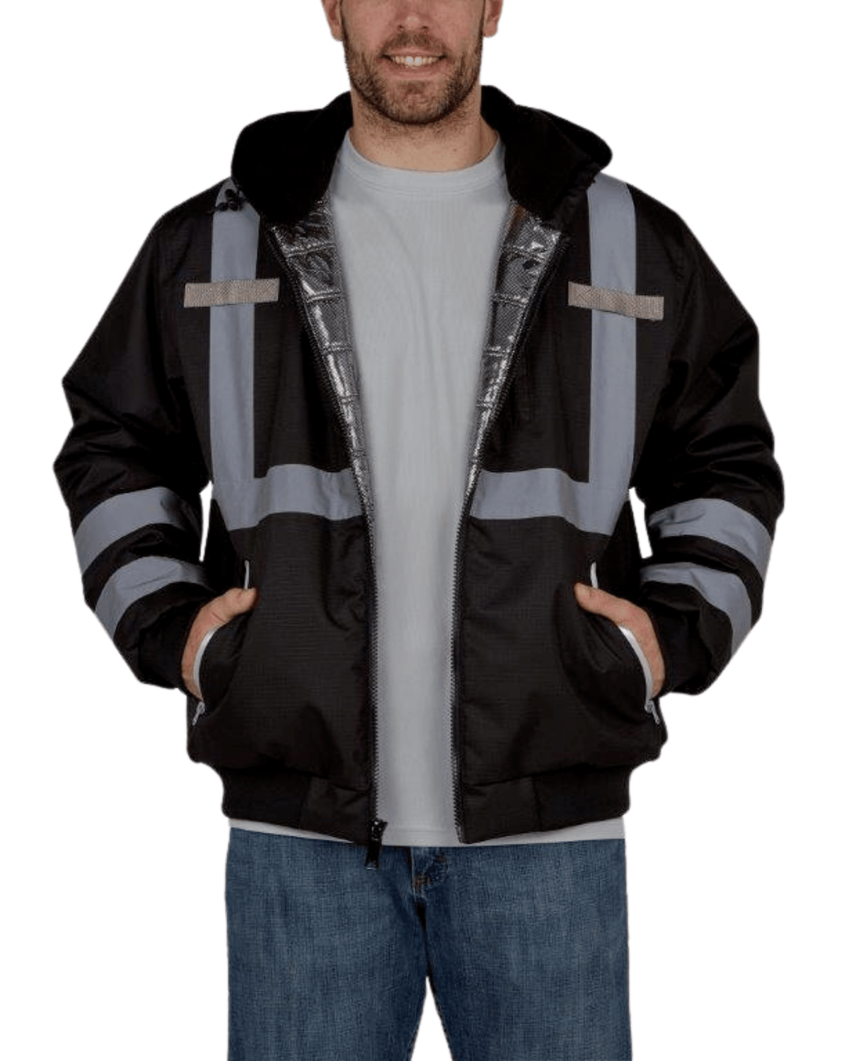 UPA889 HiVis Men&#39;s Warm Up Bomber Jacket